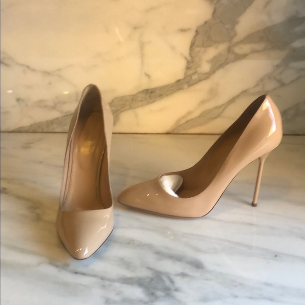 Sergio Rossi Nude Patent Leather Pump